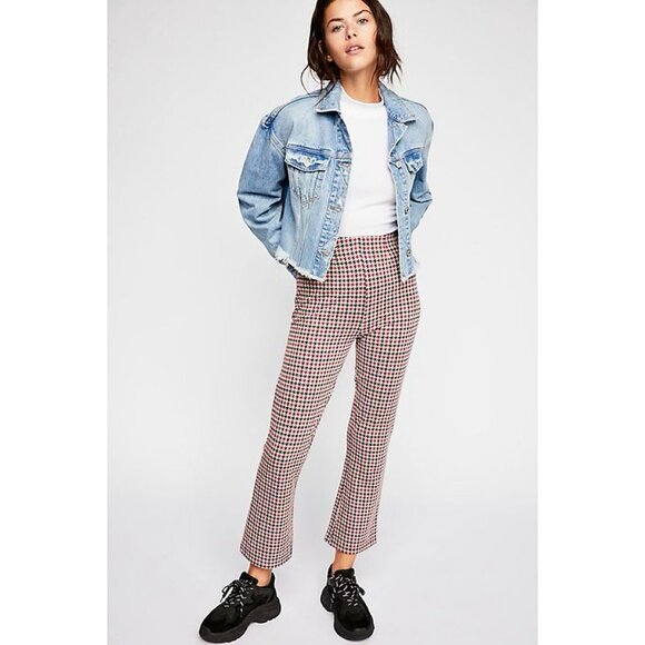 Free People Pants - Free People Rudy Flared Houndstooth Trouser